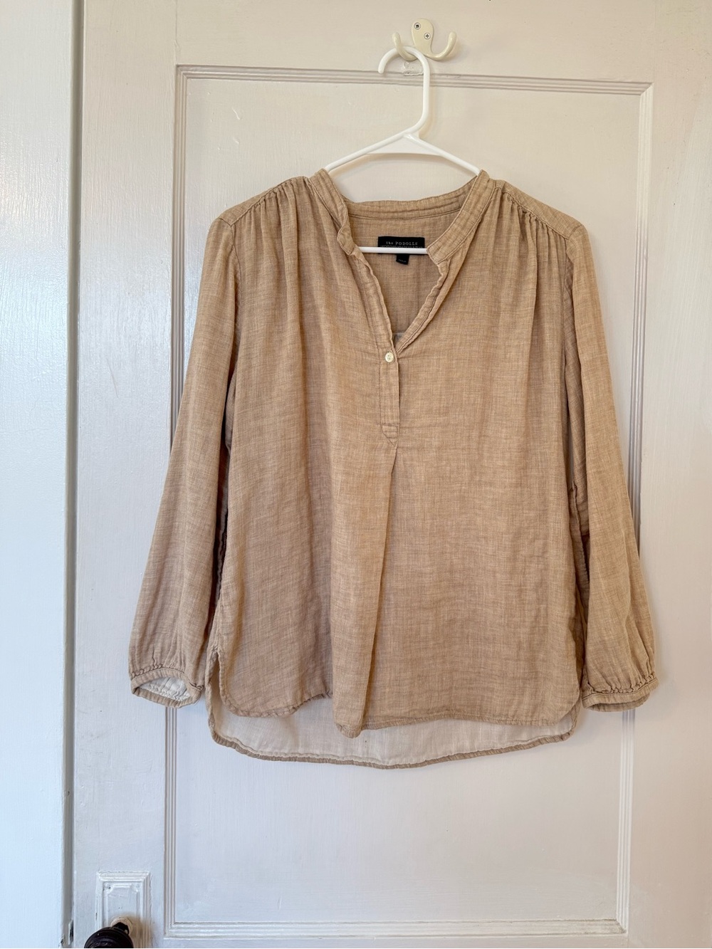 The Podolls Tan Long Sleeve 100% Cotton Blouse